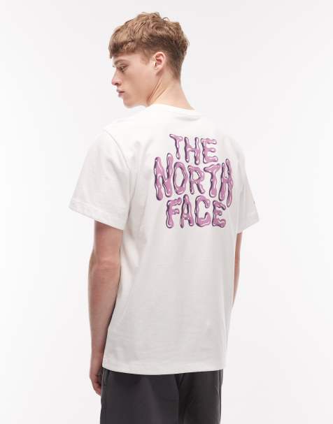 The North Face – Drip Logo – Vit, avslappnad t-shirt med tryck baktill - view 1