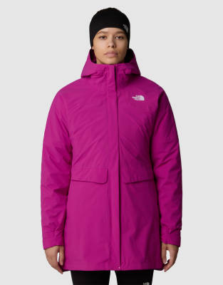 The North Face - Dryvent Mono Triclimate - Parka in dunklem Maulbeerrot/TNF-Schwarz-Lila