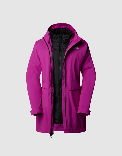 The North Face Dryvent mono triclimate parka in purple and black