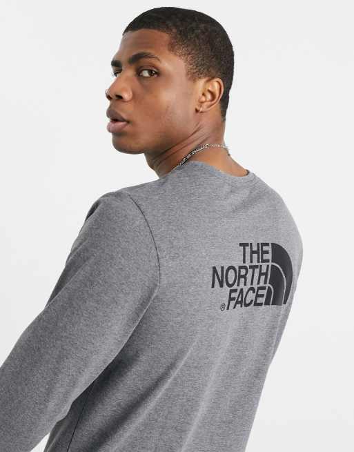 The North Face - East - T-shirt a maniche lunghe grigia con stampa sul retro