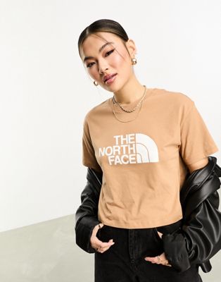The North Face Easy chest print cropped t-shirt in beige