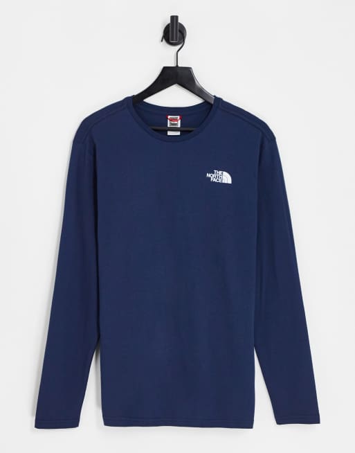 The North Face Easy chest print long sleeve t-shirt in navy