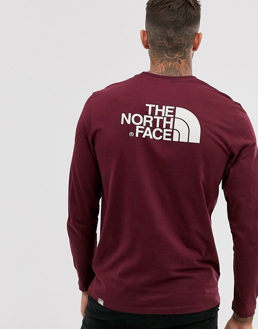 The North Face Easy long sleeve t-shirt in burgundy