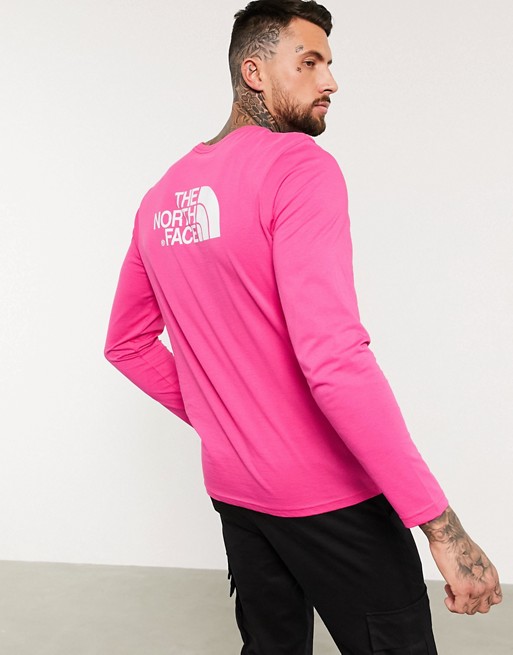 The North Face Easy long sleeve t-shirt in dark pink