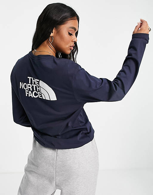 Women The North Face Easy long sleeve t-shirt in navy 