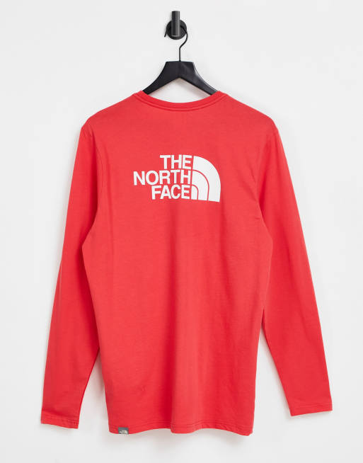 Red north face long hot sale sleeve