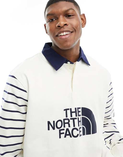 The North Face Easy Rugby polo in white and blue ASOS