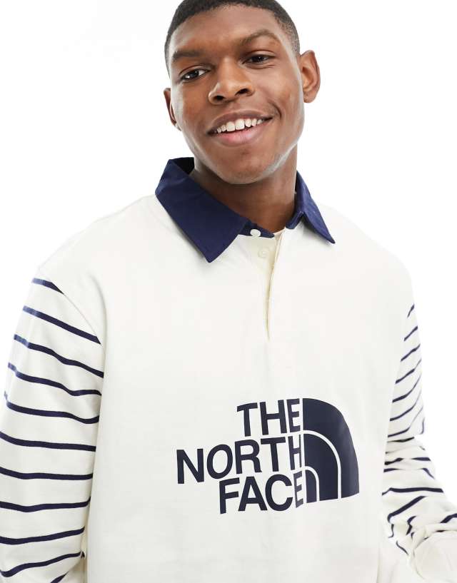 The North Face - easy rugby polo in white and blue