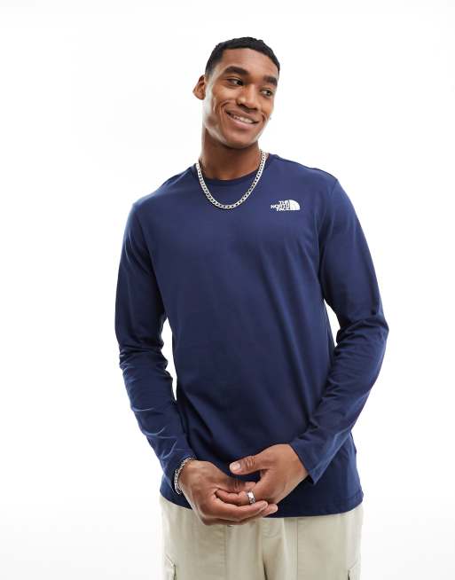 The North Face - Easy - T-shirt a maniche lunghe blu navy con stampa sul retro
