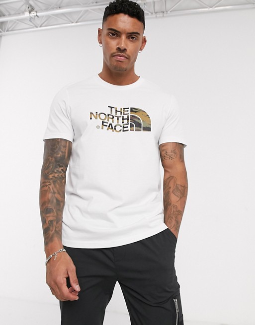 The North Face Easy t-shirt in white with camo print