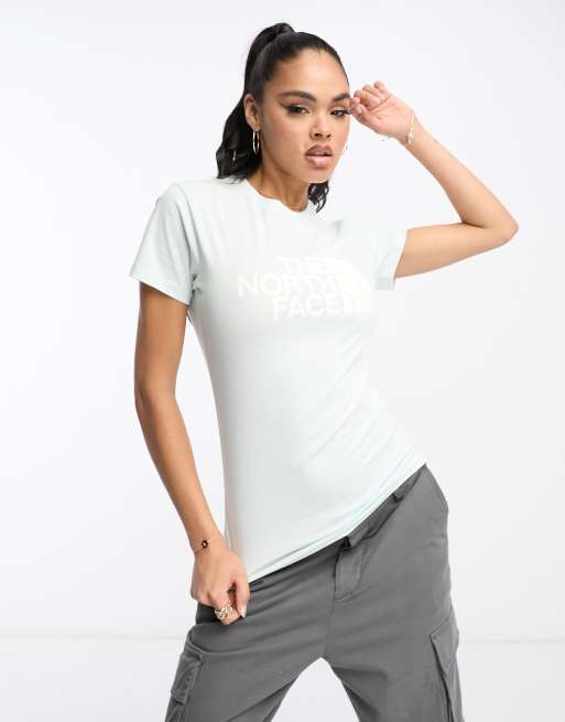 The North Face - Easy - T-shirt met print op de borst in lichtblauw