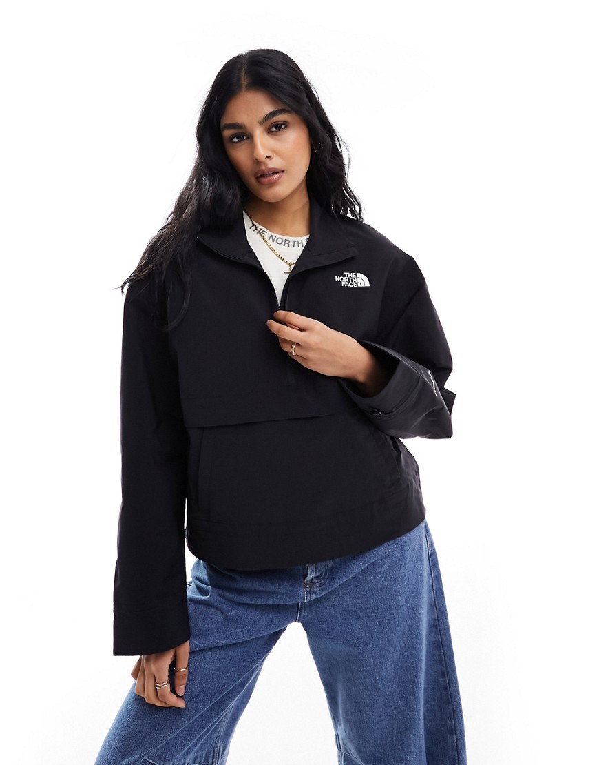 The North Face Easy Wind 1/4 zip logo jacket in black
