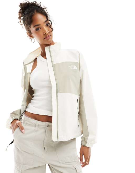 The North Face Easy Wind Track Jacket in White and Clay Gray