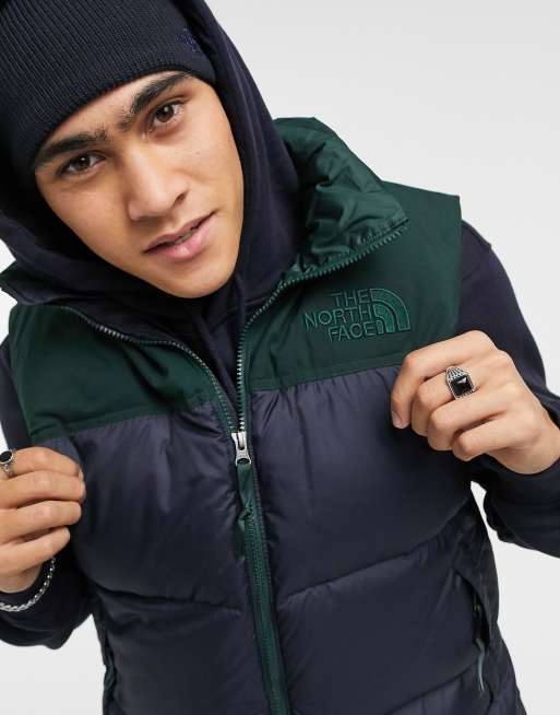 The North Face Eco Nuptse vest in blue/green