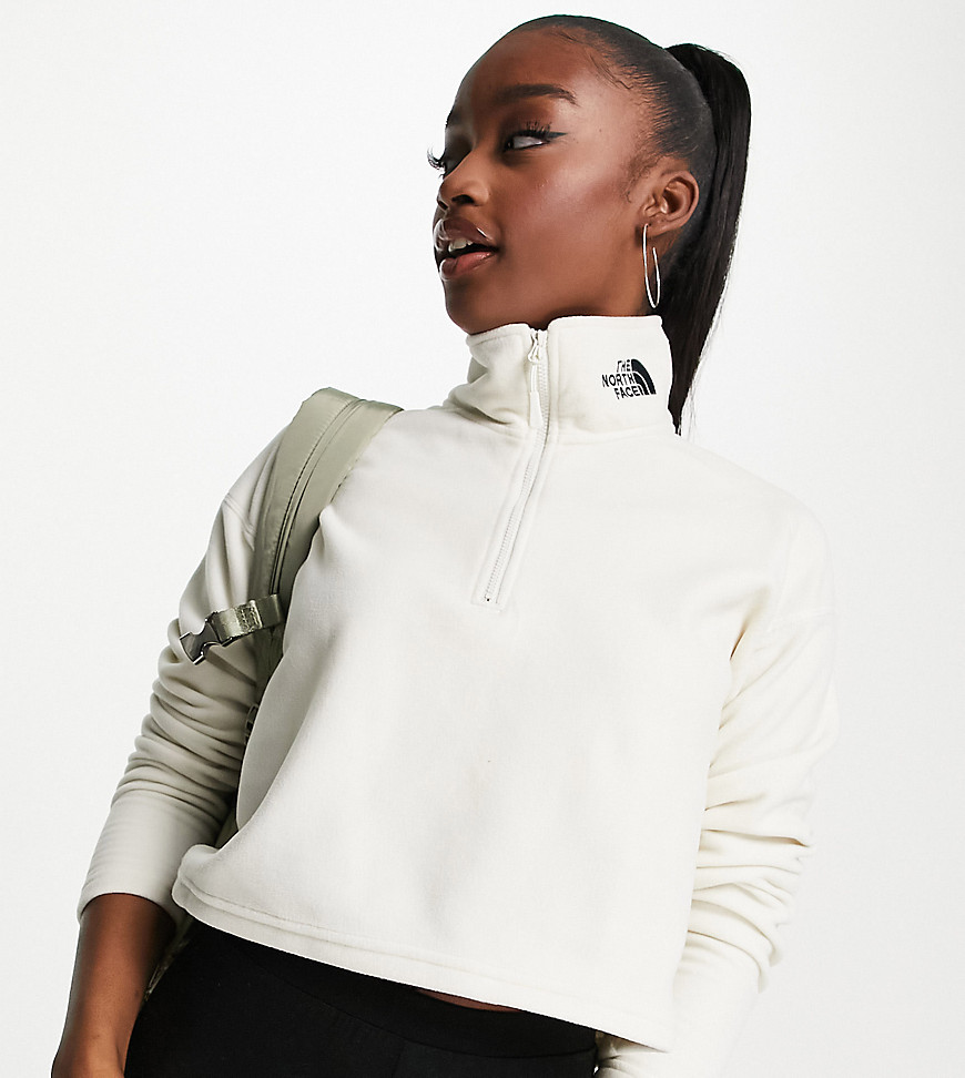 The North Face Embroidered Glacier cropped fleece in white Exclusive to ASOS