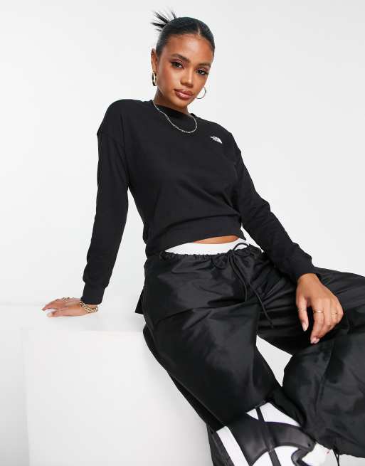 The North Face – Ensei – Czarny gruby T-shirt o krótkim fasonie z długimi rękawami – Tylko w ASOS