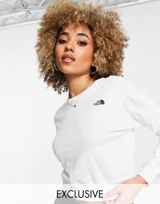 The North Face Ensei long sleeve cropped heavyweight t-shirt in white Exclusive at ASOS