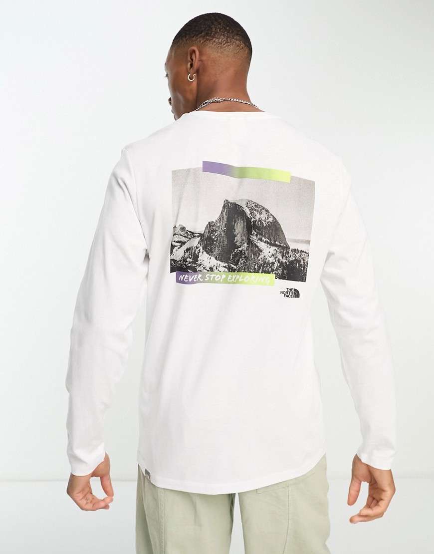 the north face es back graphic long sleeve t-shirt in white