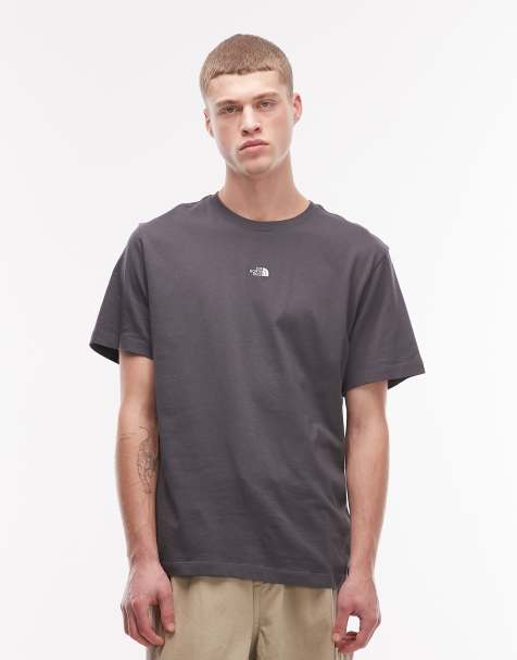 The North Face – Essential – Ciemnoszary T-shirt z logo na środku - view 1
