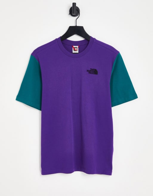 The North Face Essential color block T shirt in purple green Exclusive to ASOS