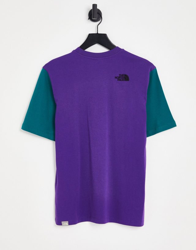 The North Face Essential color block T-shirt in purple/green Exclusive to ASOS AH10961