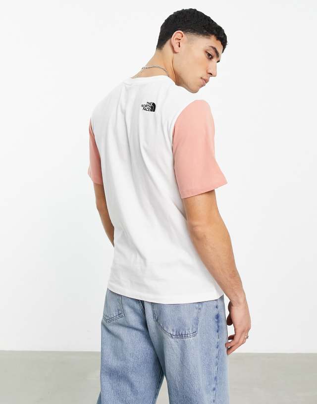 The North Face Essential Color block T-shirt in white/pink Exclusive to ASOS 0