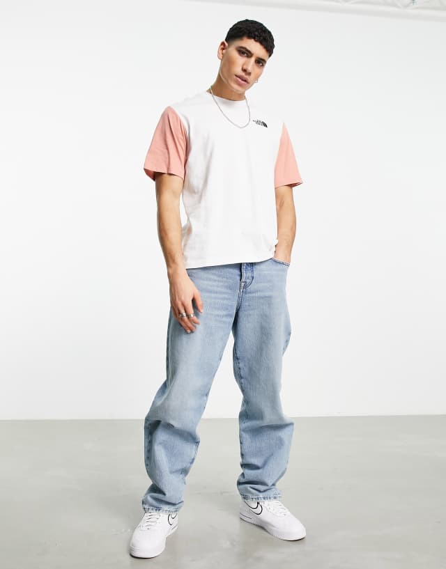 The North Face Essential Color block T-shirt in white/pink Exclusive to ASOS 1