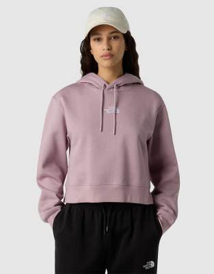 The North Face - Essential - Cropped-Kapuzenpullover in Aschlila