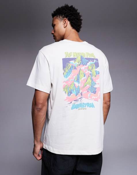 The North Face Essential Expedition Back print Tee in off white