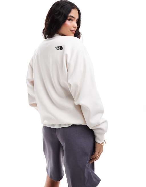 The North Face - Essential - Felpa bianco sporco oversize con logo, 3 di 4