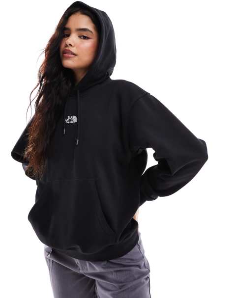 The North Face - Essential - Felpa oversize nera con cappuccio e logo - view 1