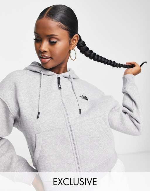 The North Face Essential full zip hoodie in gray Exclusive at ASOS