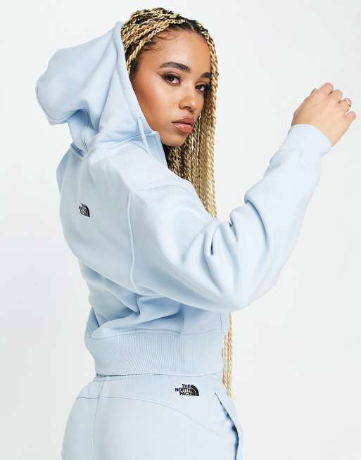 The North Face Essential full zip hoodie in light blue Exclusive to ASOS