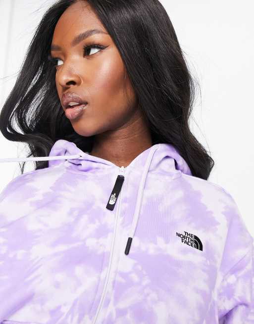 The North Face Essential full zip hoodie in lilac tie dye