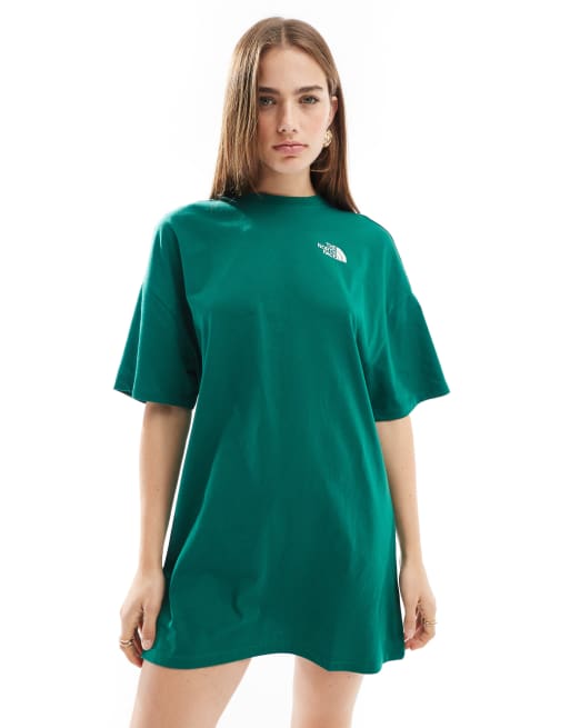 The North Face – Essential – Grön t-shirtklänning i oversize med logga