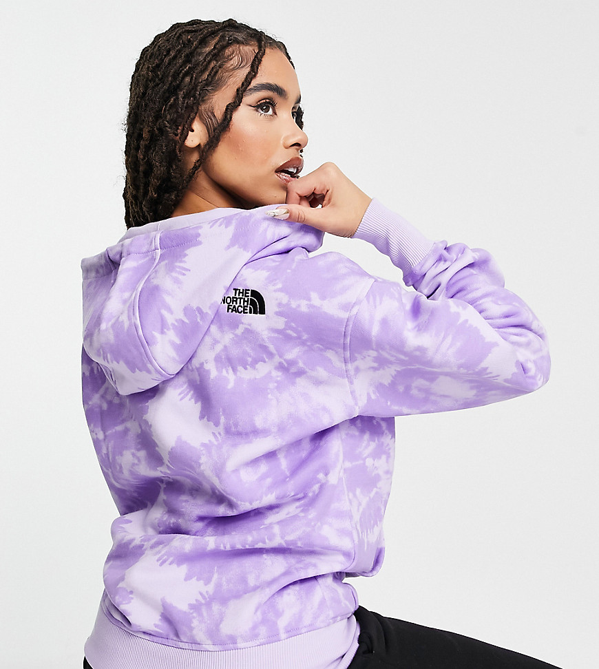 The North Face Essential hoodie in lilac tie dye Exclusive at ASOS-Grey