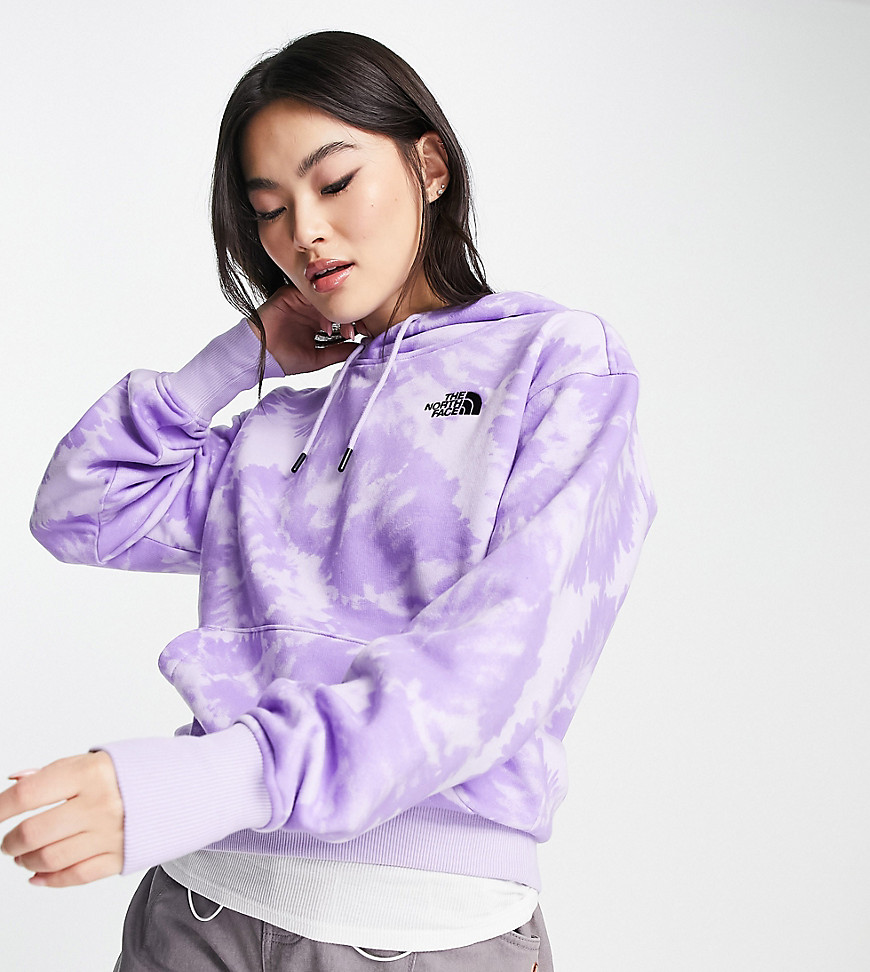 The North Face Essential hoodie in lilac tie dye Exclusive at ASOS-Grey