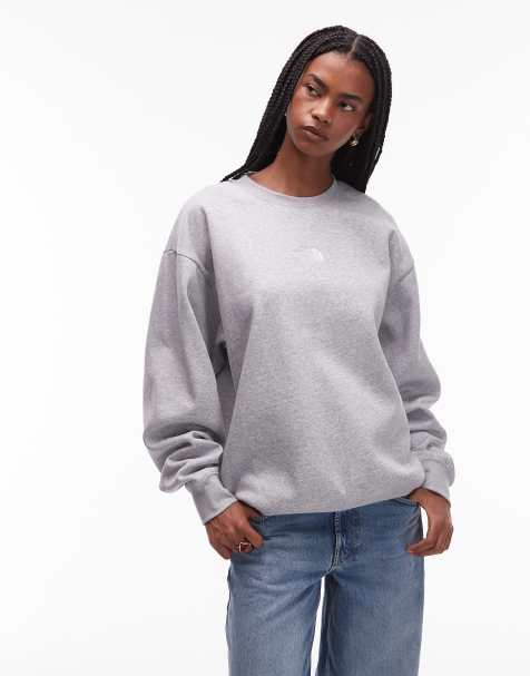 The North Face Essential oversized logo sweatshirt in light grey