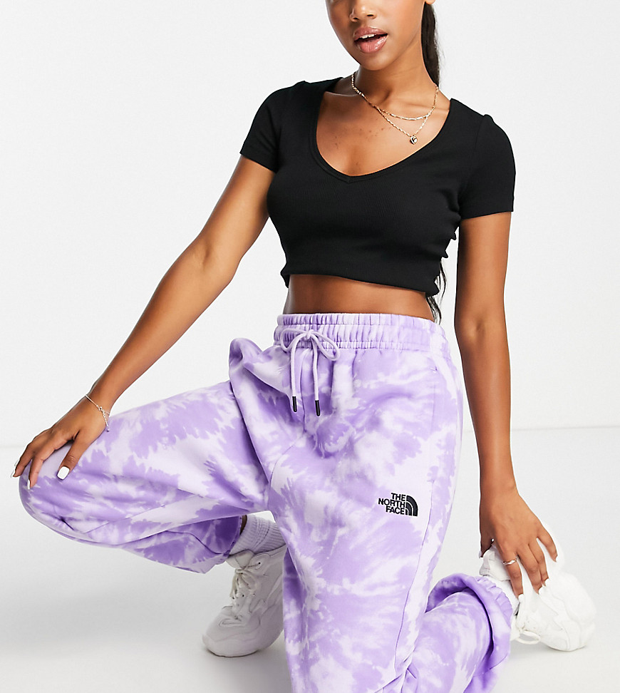 The North Face Essential joggers in lilac tie dye Exclusive at ASOS-Grey