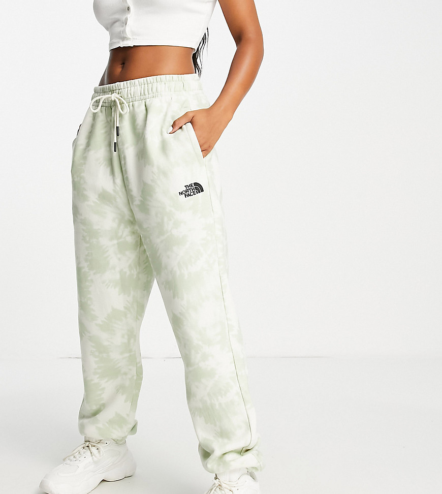 the north face essential joggers in white/ beige tie dye exclusive at asos