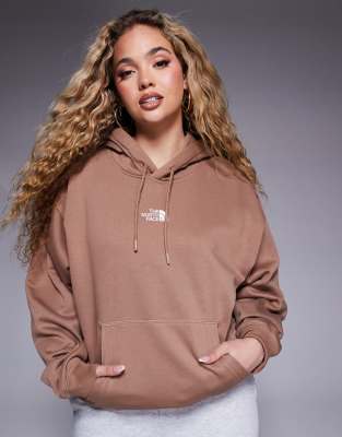 The North Face Essential logo oversized hoodie in brown