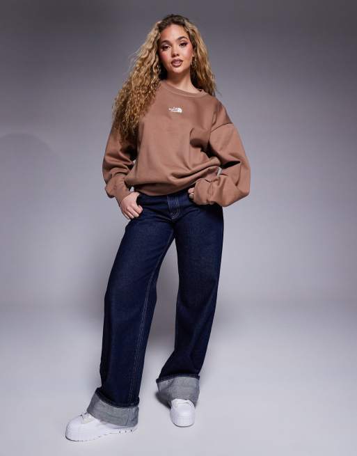 The North Face Essential Oversize Crew in brown