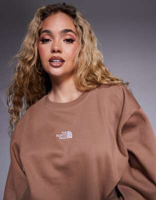 The North Face - Essential - Oversize-Pullover in Braun mit Rundhalsausschnitt