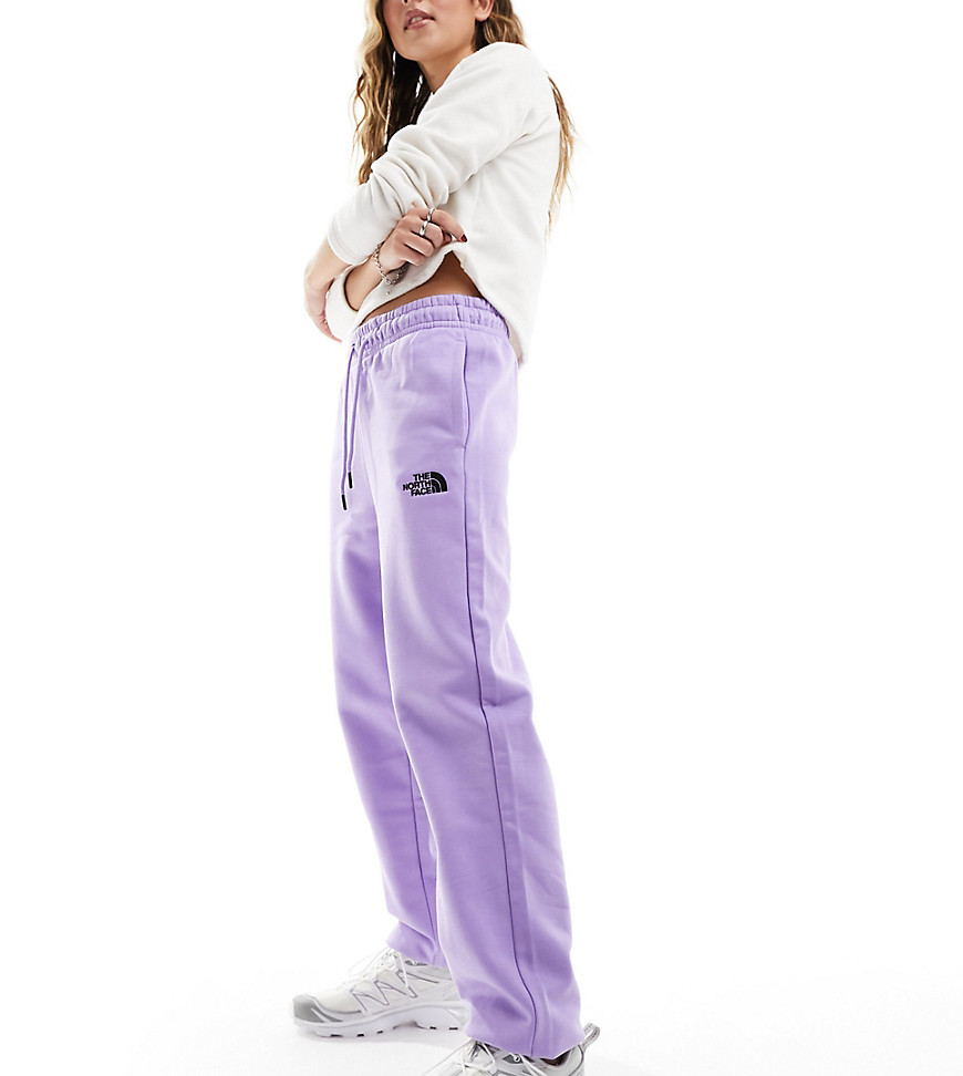 The North Face Essential oversized fleece high waist joggers in purple Exclusive at ASOS