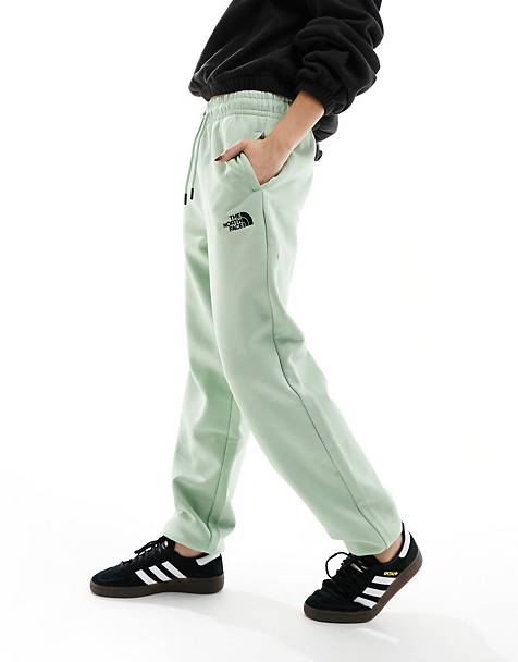 The North Face Essential oversized fleece high waist joggers in sage green Exclusive at ASOS