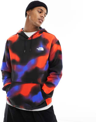 The North Face Essential oversized fleece hoodie in red marble print Exclusive at ASOS