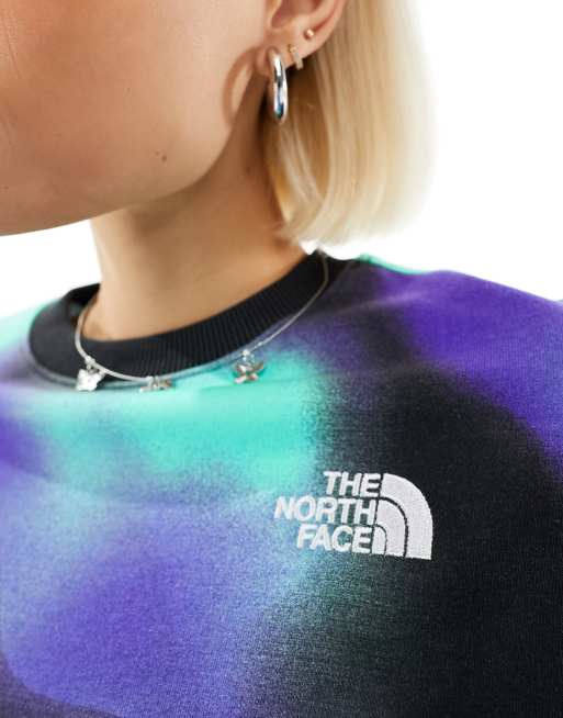 The North Face Essential oversized fleece sweatshirt in blue marble print Exclusive at ASOS, 4 of 4