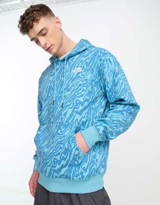 The North Face Essential oversized hoodie in blue marble print Exclusive at ASOS