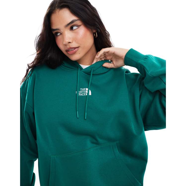 The North Face Essential oversized logo hoodie in green ASOS