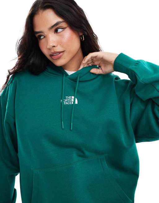 The North Face Essential oversized logo hoodie in green ASOS